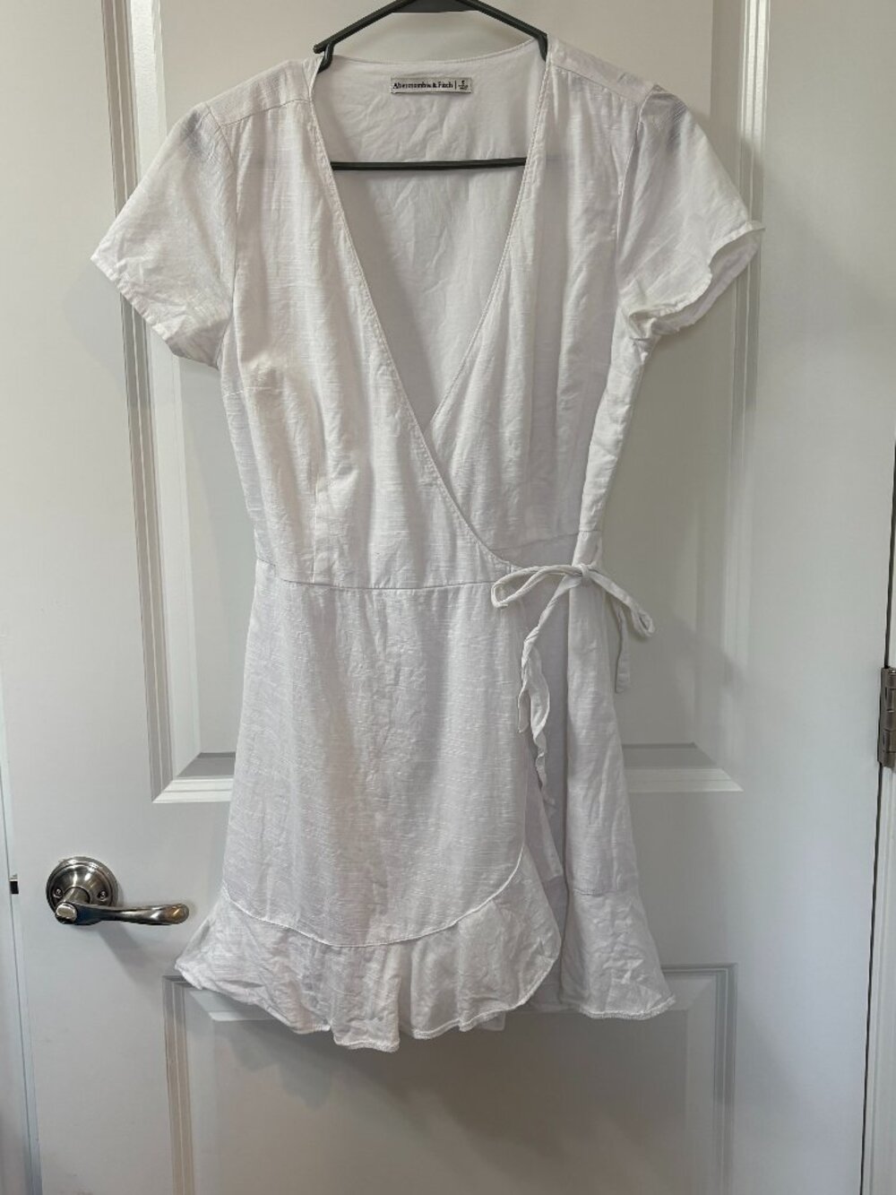 Abercrombie & Fitch White Linen Blend Wrap Mini Dress Small